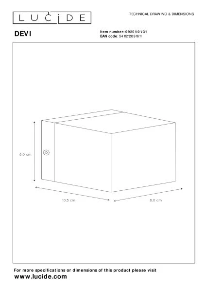 Lucide DEVI - Wall light - 1xG9 - White - technical